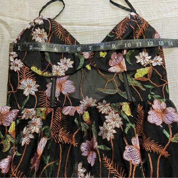 NWOT Lulus Radiant Fantasy Black Floral Embroidered Tulle Maxi Dress - Picture 3 of 10